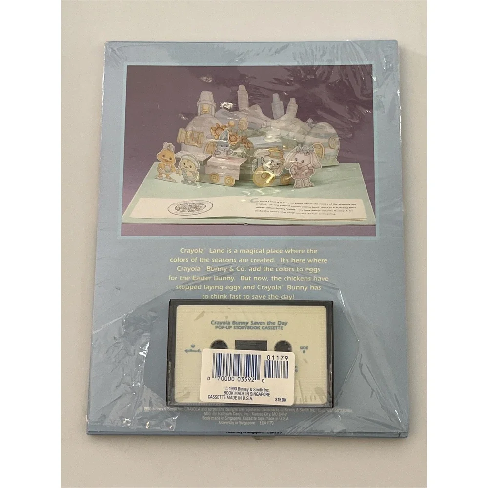 Hallmark Easter 1990 Crayola Bunny Pop-Up Storybook & Narrated Cassette‎ VTG NEW